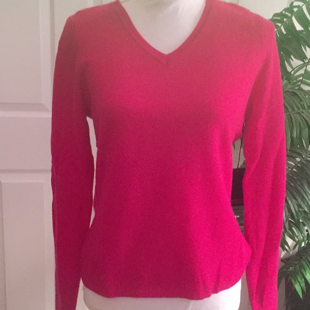 Soft Cashmere V-Neck, Magenta, Medium